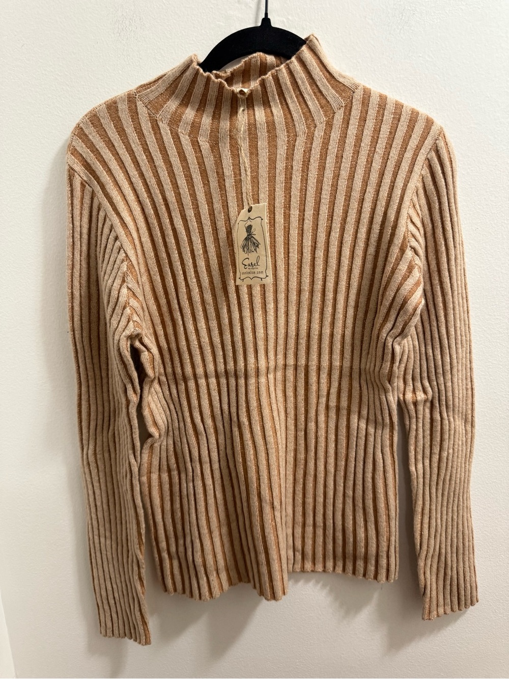Easel Latte Striped Super Soft Long Sleeve